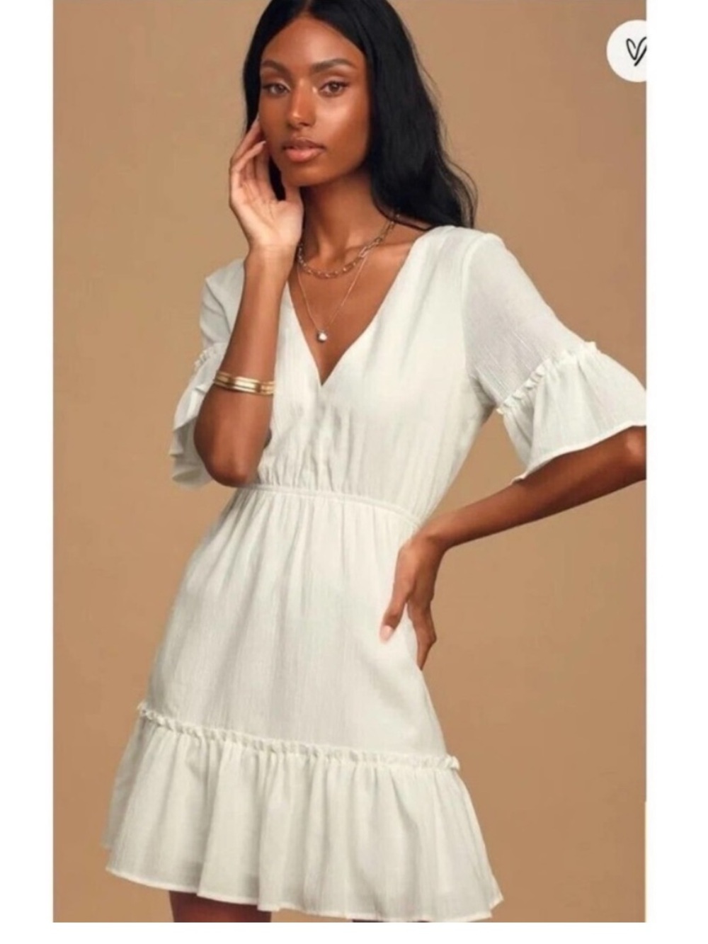 Lulus Sunshine Daydream White Short Sleeve Cutout Mini Dress